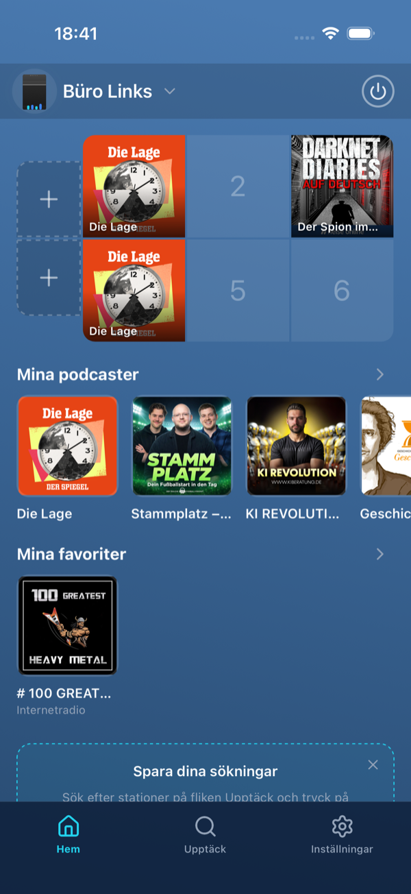Hem med bandet Mina podcaster och antalet nya avsnitt